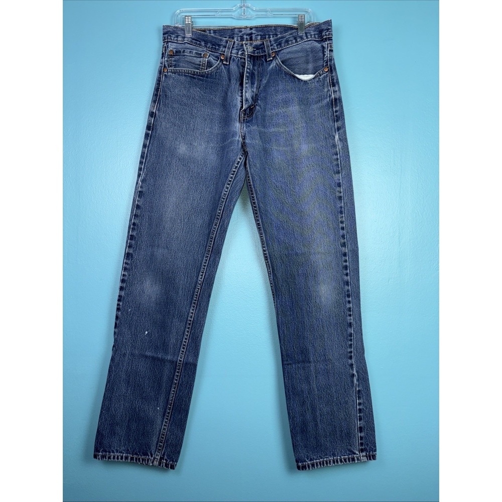 Levi's 505 Men's 34 X 34 Zipper Fly Jeans Regular Fit Straight Dark Blue Denim
